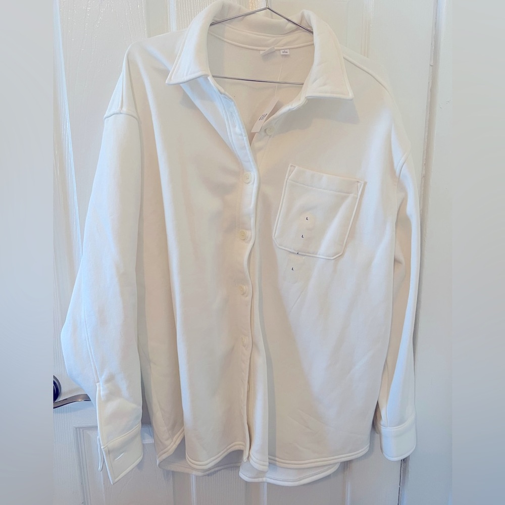 Large Men’s Gap White Super Cozy Fleece interior Button Up